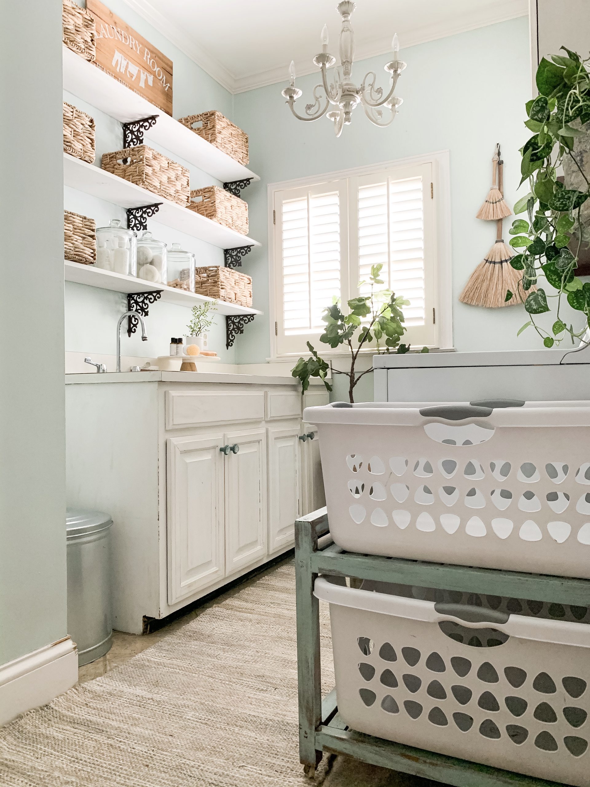 Laundry Room Organization With Old Time Pottery | Bless This Nest
