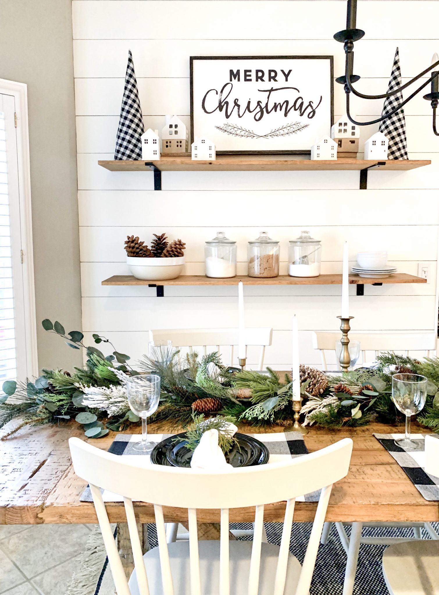 Neutral Christmas Table Setting and DIY Garland Bless This Nest