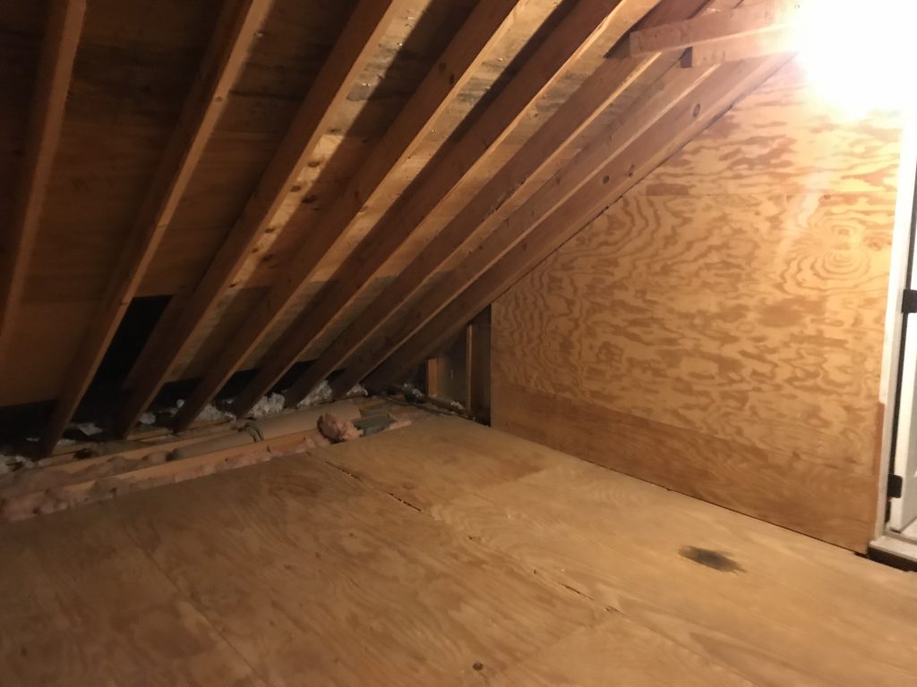 empty attic with sloping ceiling