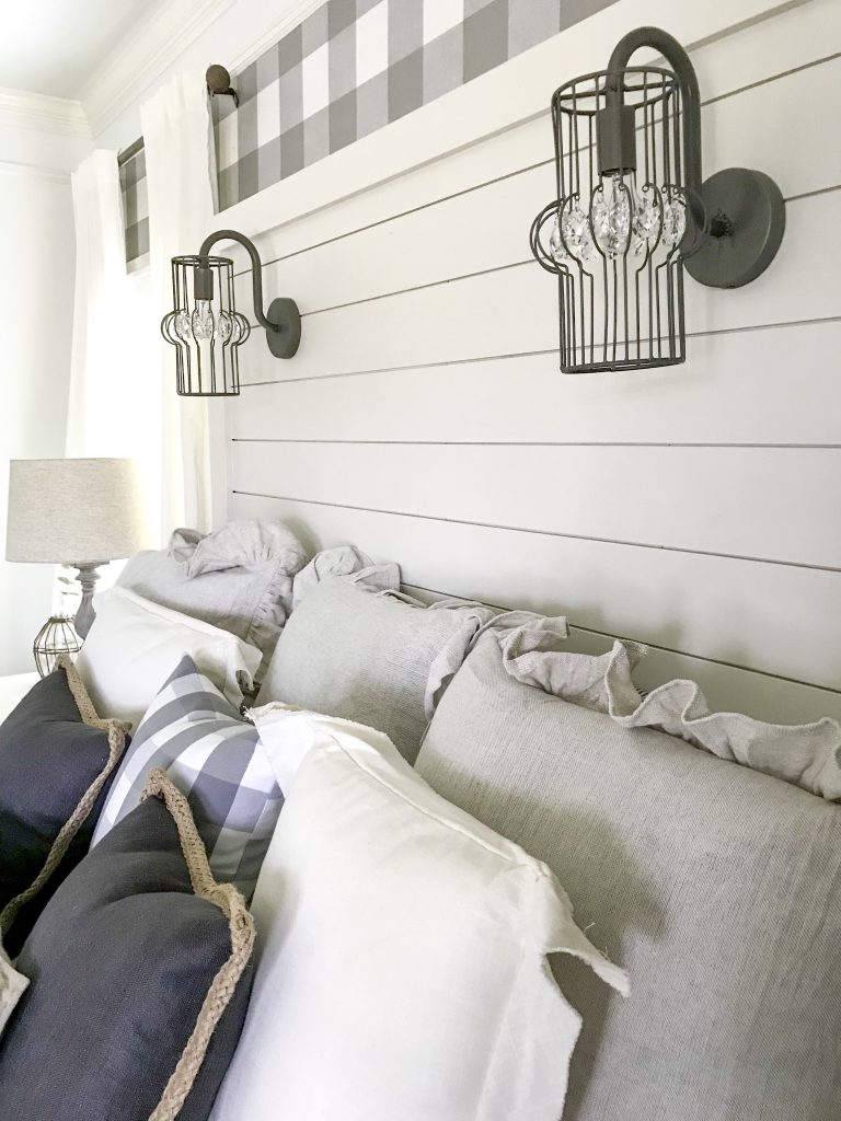 White shiplap outlet headboard