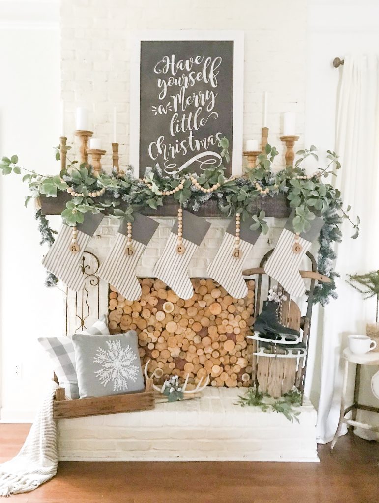 Wooden Fireplace Cover Diy And Christmas Mantel Bless This Nest