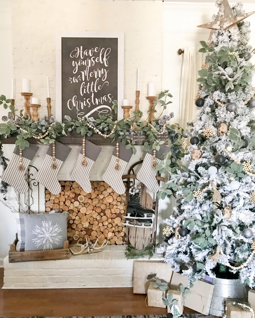 Christmas tree and mantel