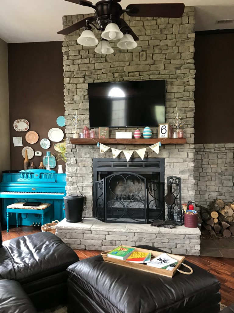 stone fireplace