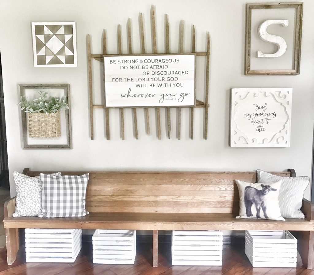 collage wall with farmhouse decor