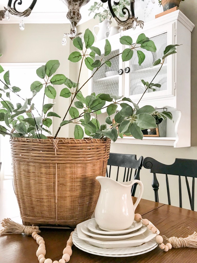 basket with greenery