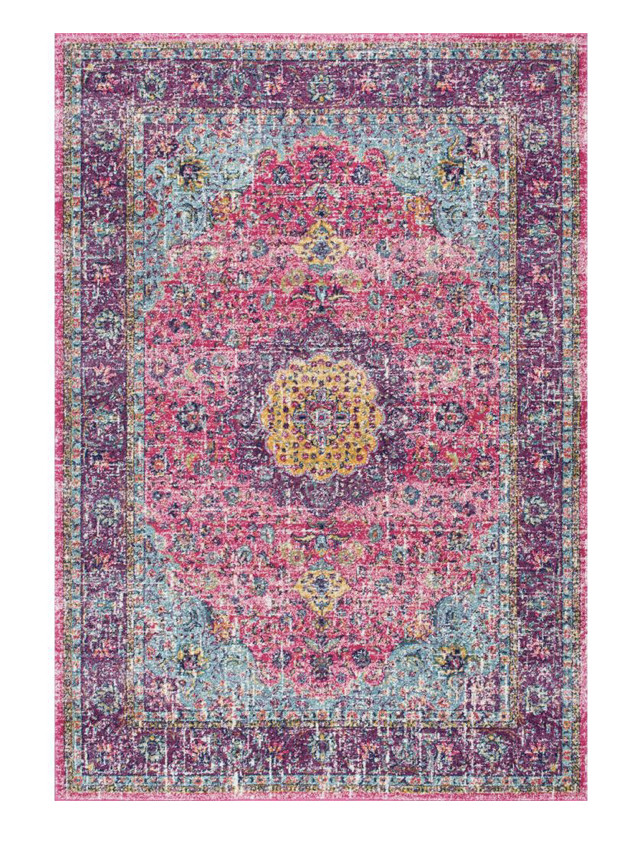 bright pink and purple area rug