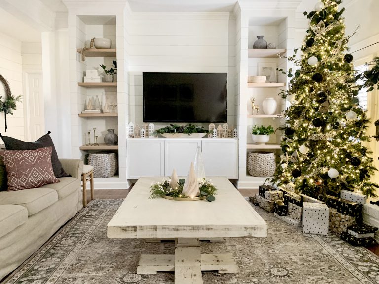 Cozy Neutral Christmas Living Room Tour | Bless This Nest